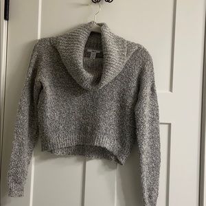 Bar III cowl neck sweater grey silver sparkle XS